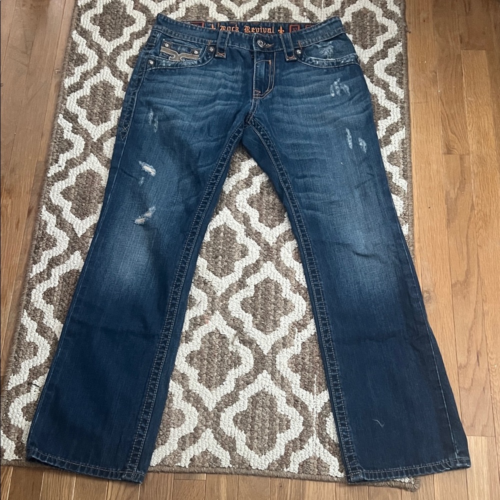 Rock Revival Blue Distressed Men Jeans